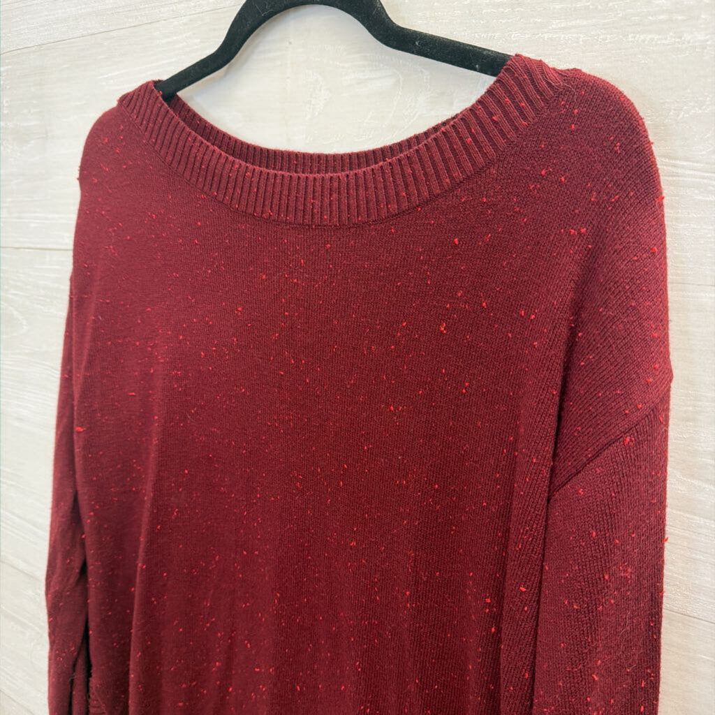 Loft Burgundy Speckled Knit Long Sleeve Sweater Top Medium