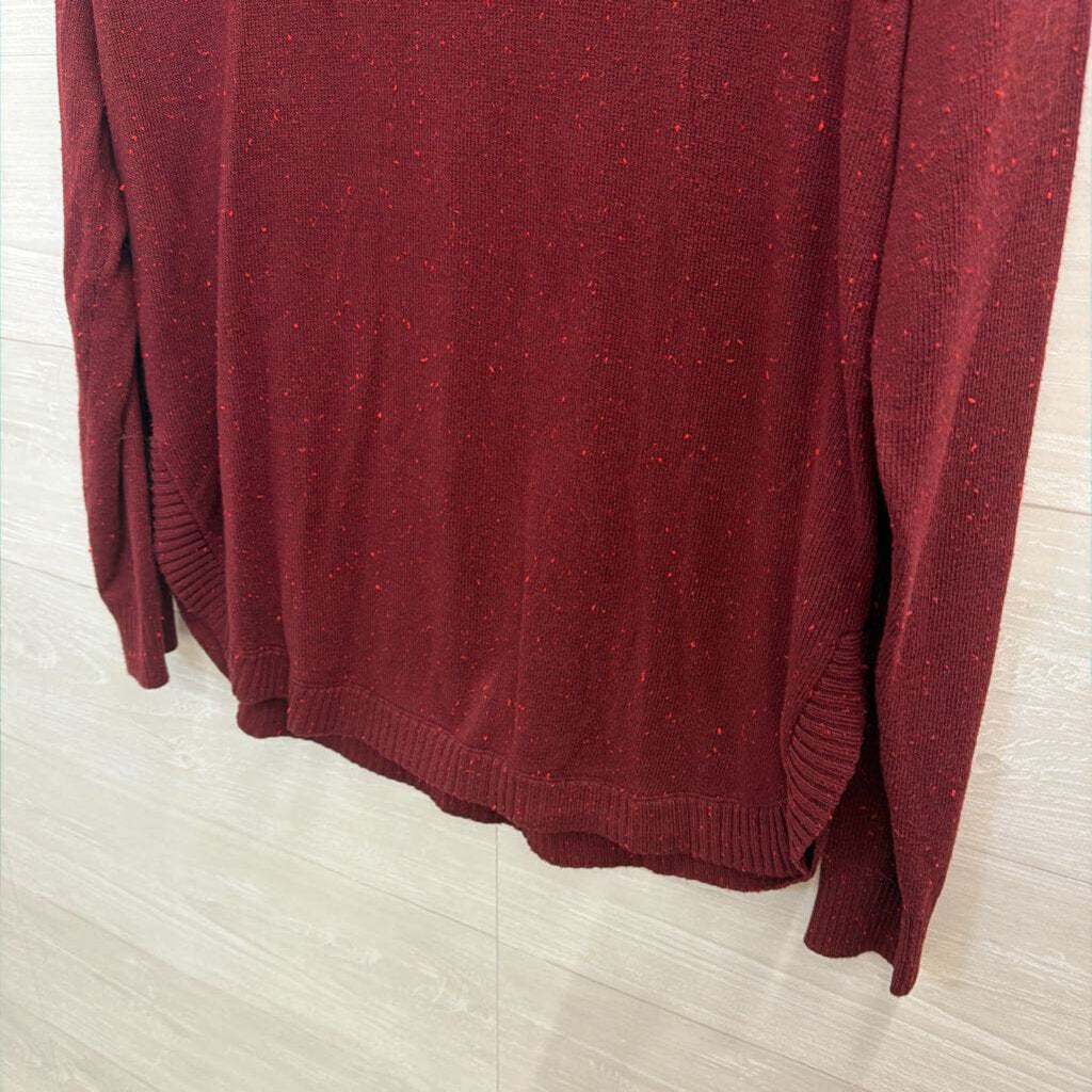 Loft Burgundy Speckled Knit Long Sleeve Sweater Top Medium