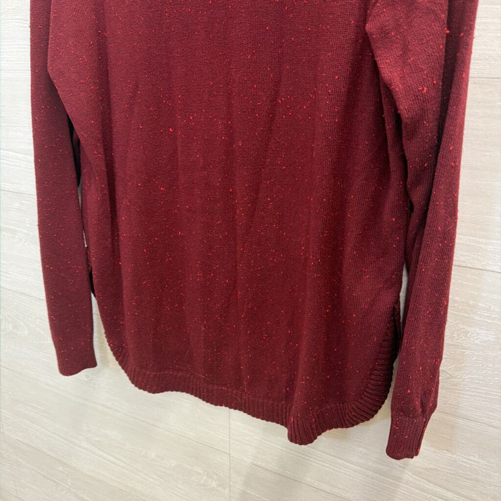 Loft Burgundy Speckled Knit Long Sleeve Sweater Top Medium