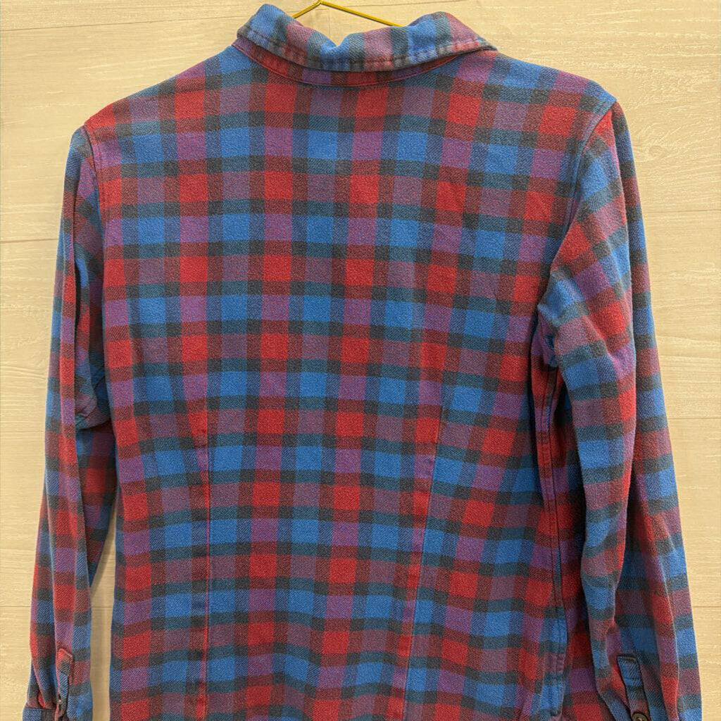 Patagonia Blue/ Red Plaid Long Sleeve Button Down Top 12