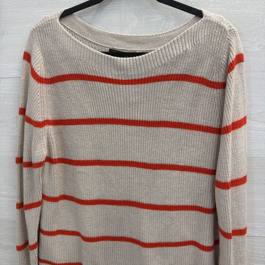 Banana Republic Beige/ Red Striped Knit Long Sleeve Sweater Top Small