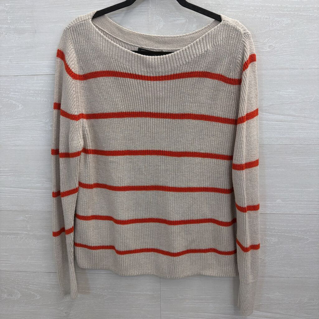 Banana Republic Beige/ Red Striped Knit Long Sleeve Sweater Top Small