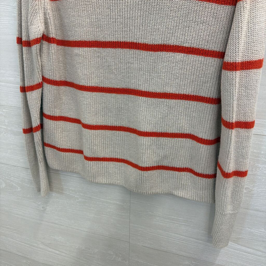 Banana Republic Beige/ Red Striped Knit Long Sleeve Sweater Top Small