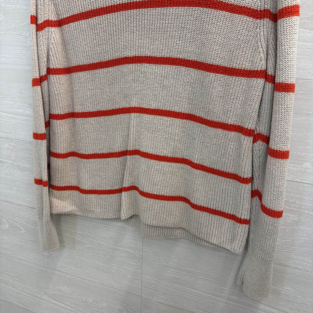 Banana Republic Beige/ Red Striped Knit Long Sleeve Sweater Top Small