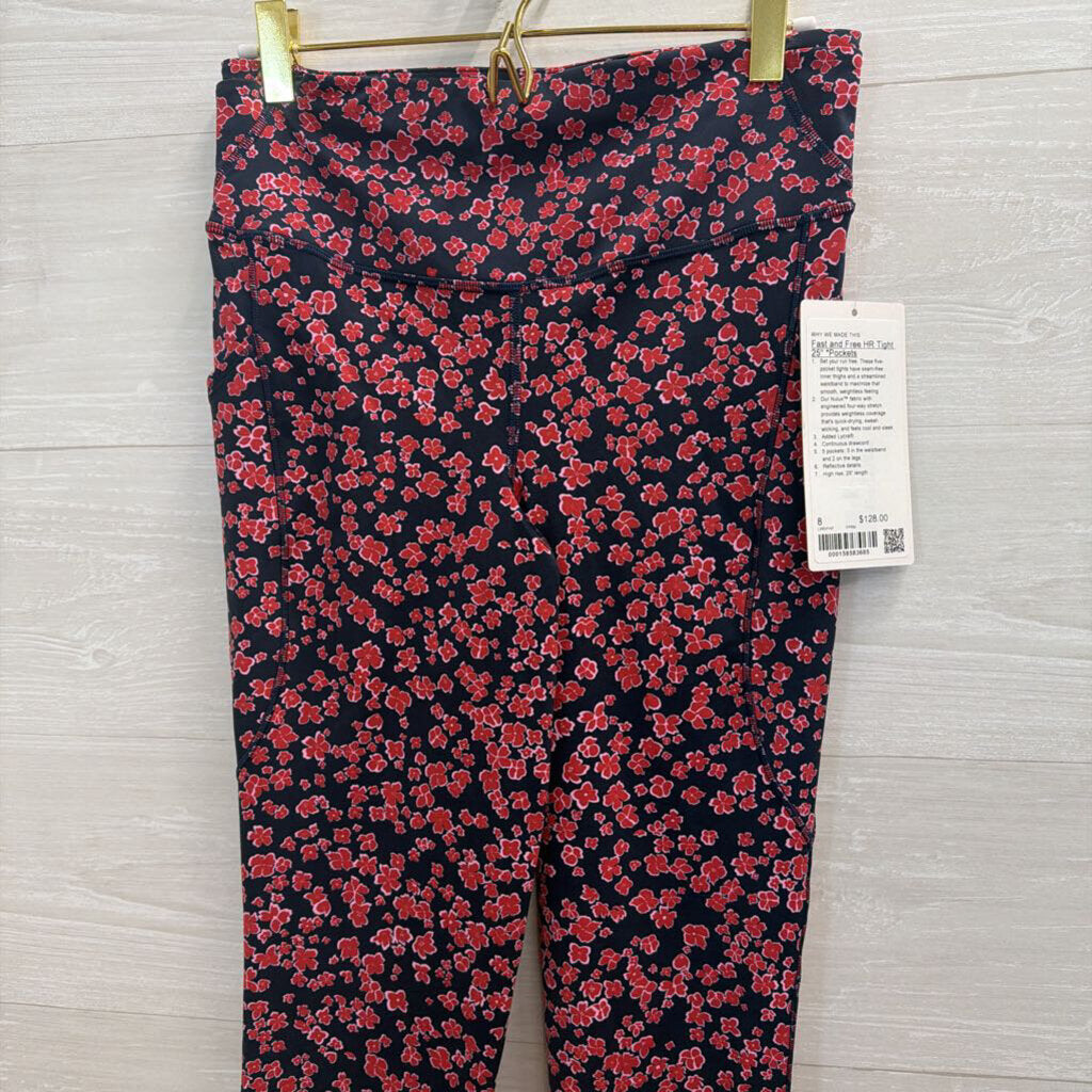 Lululemon Navy/ Pink Floral Print Leggings 8