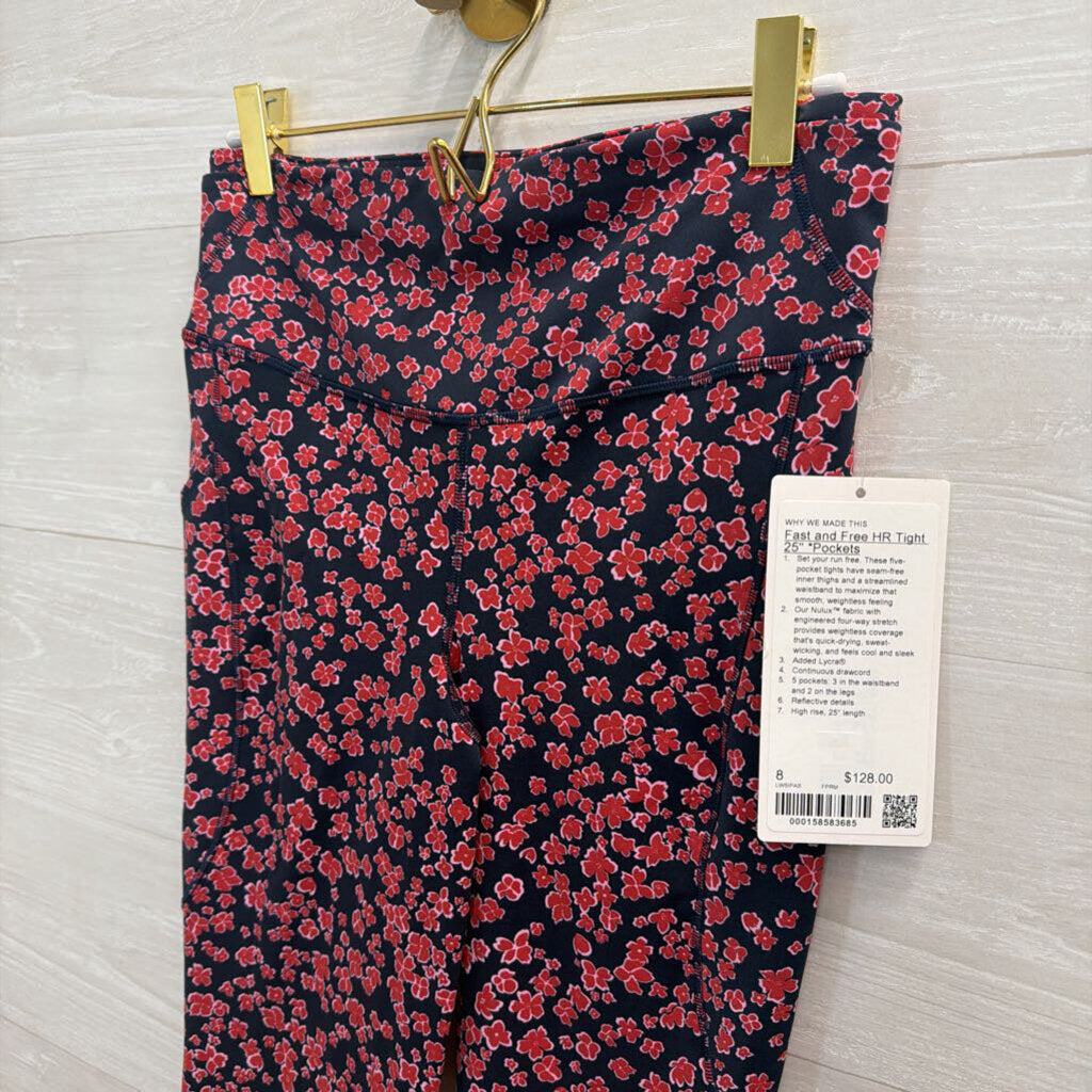 Lululemon Navy/ Pink Floral Print Leggings 8