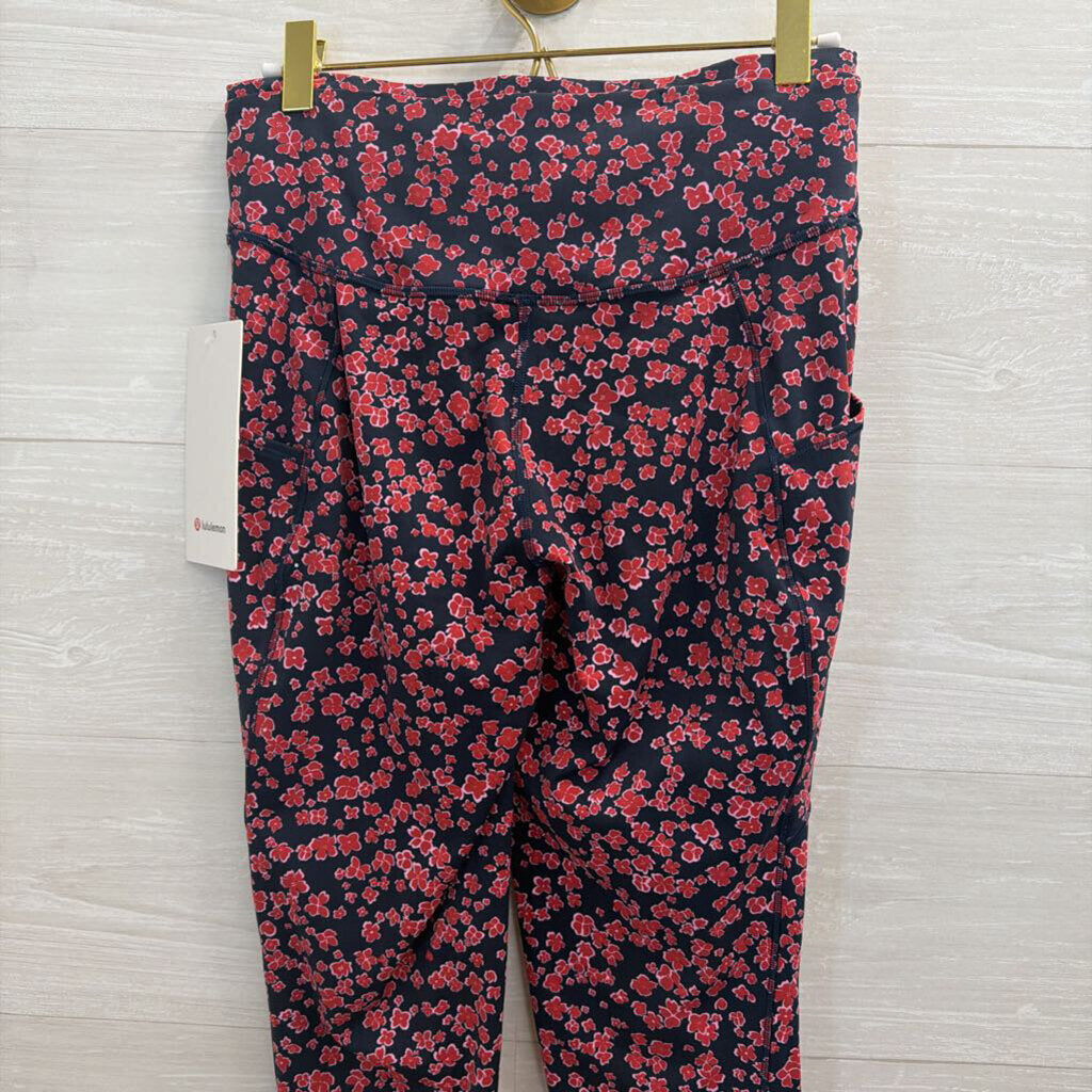 Lululemon Navy/ Pink Floral Print Leggings 8