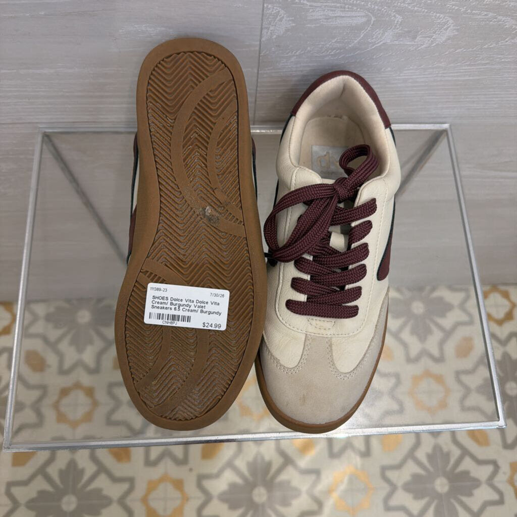 Dolce Vita Cream/ Burgundy Valet Sneakers 6.5