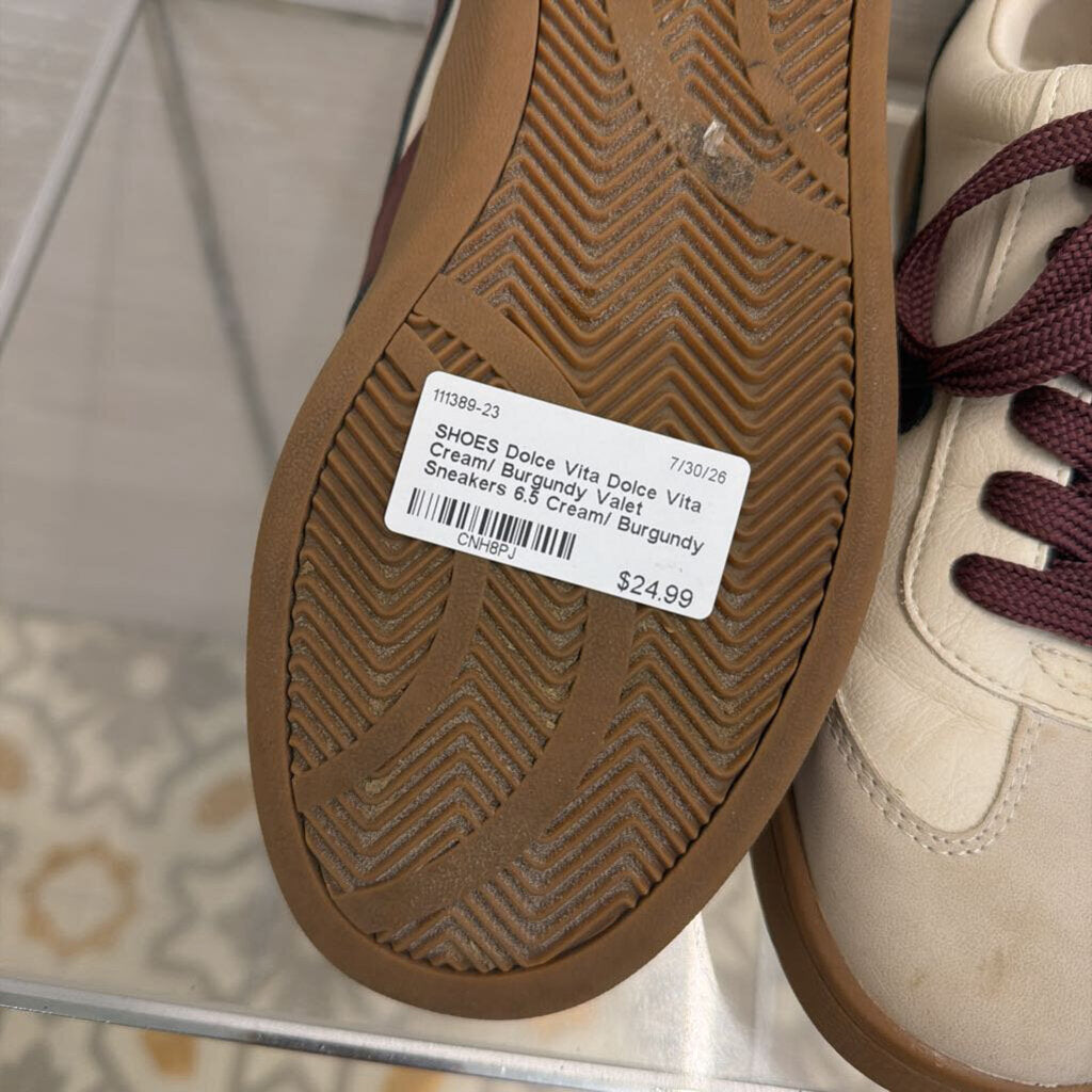 Dolce Vita Cream/ Burgundy Valet Sneakers 6.5