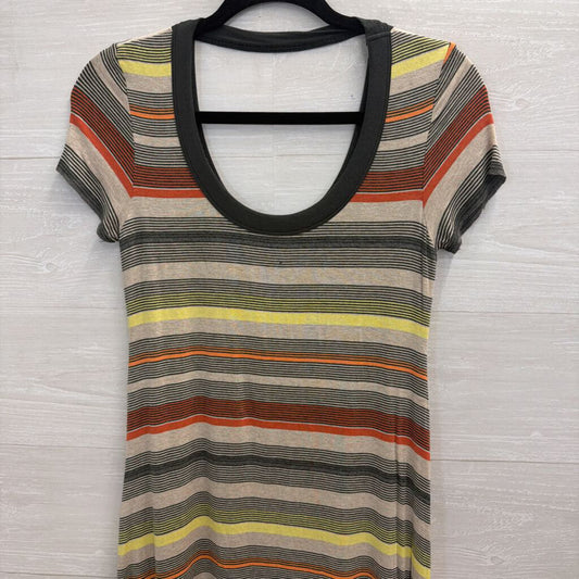 Bailey 44 Grey/ Multi Striped Short Sleeve Dress Medium