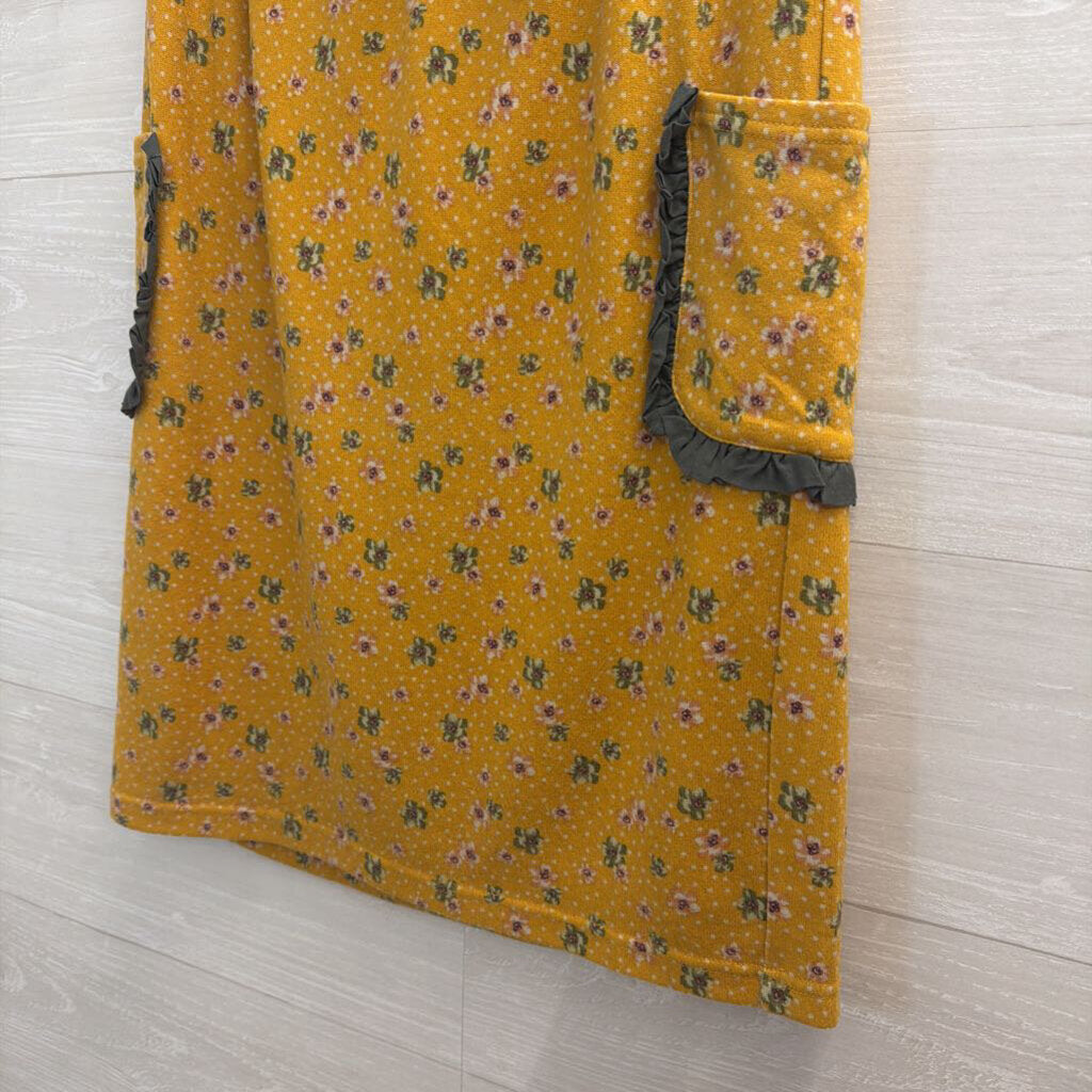 Comme Toi Yellow/ Green Floral Print Skirt Small