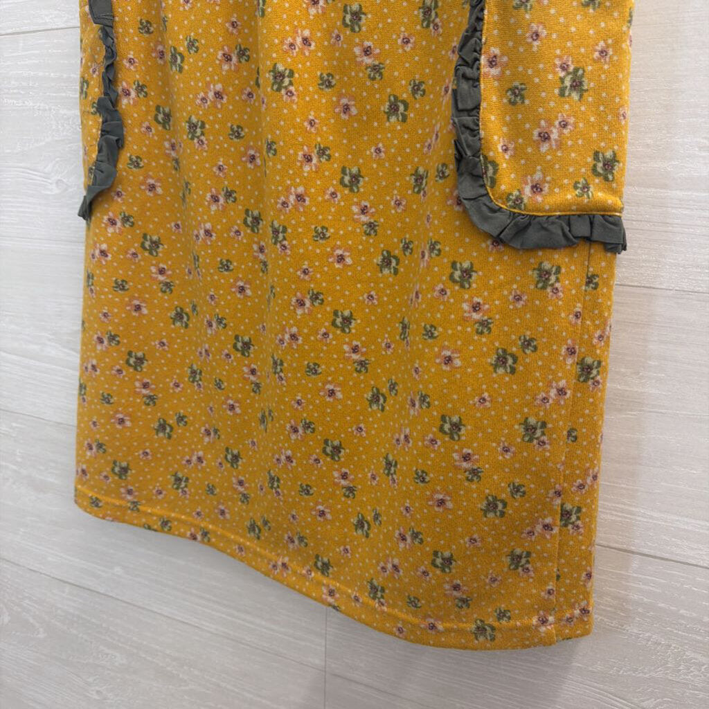 Comme Toi Yellow/ Green Floral Print Skirt Small
