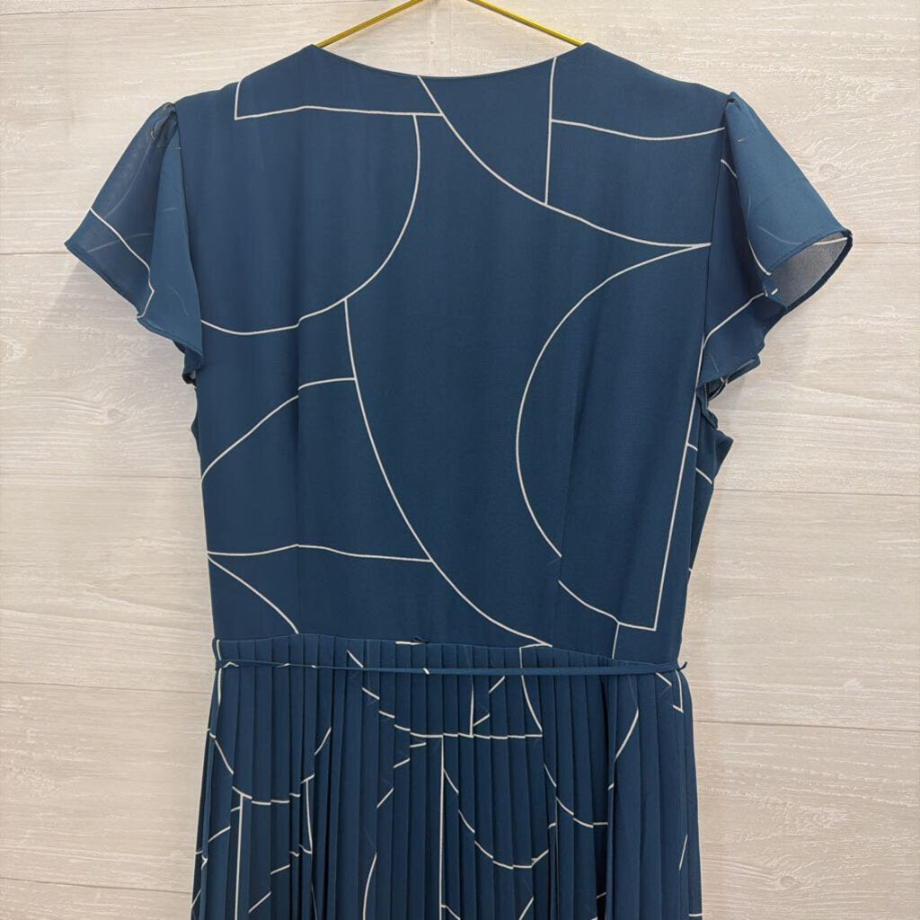 Ann Taylor Blue/ White Print Short Sleeve Dress 12