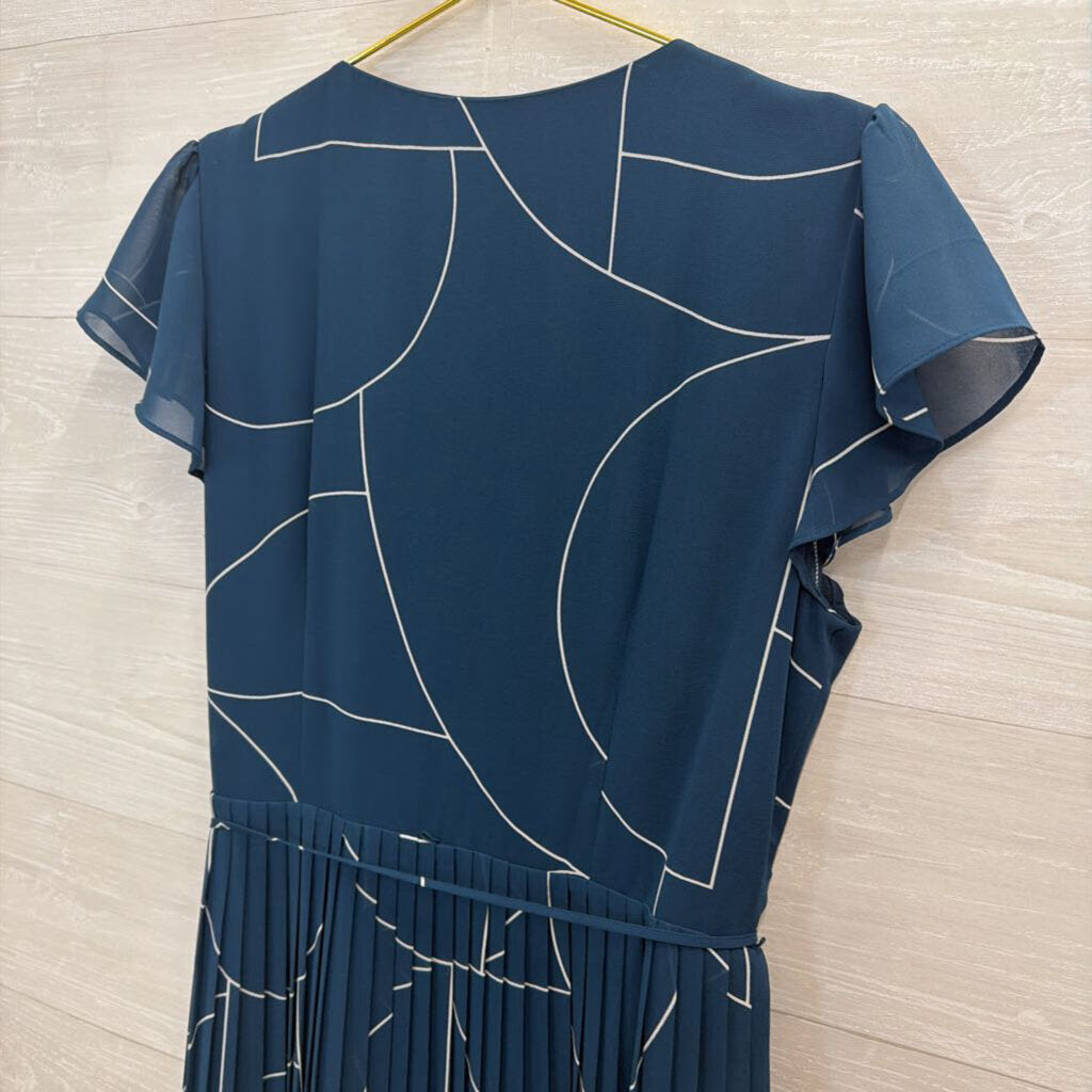 Ann Taylor Blue/ White Print Short Sleeve Dress 12