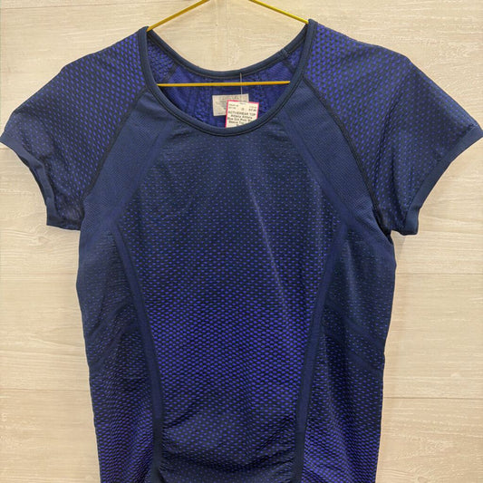 Athleta Blue Dot Print Short Sleeve Top Large