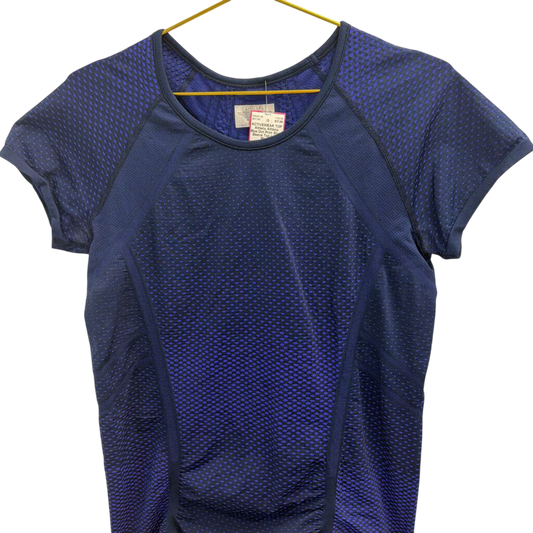 Athleta Blue Dot Print Short Sleeve Top Large