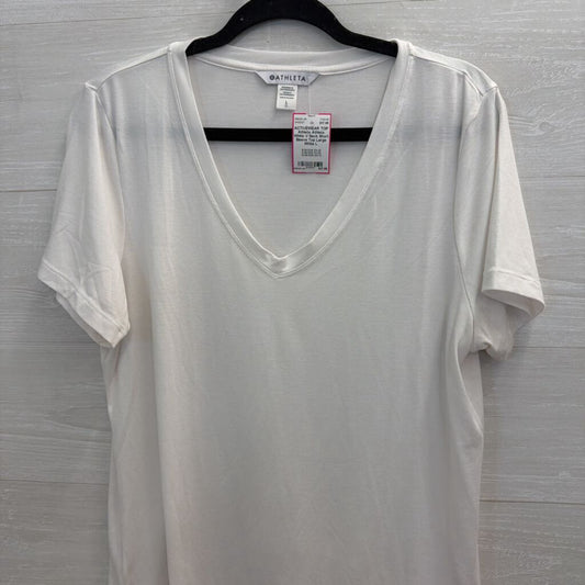 Athleta White V Neck Short Sleeve Top Large