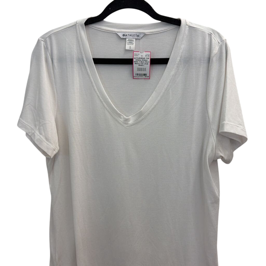 Athleta White V Neck Short Sleeve Top Large