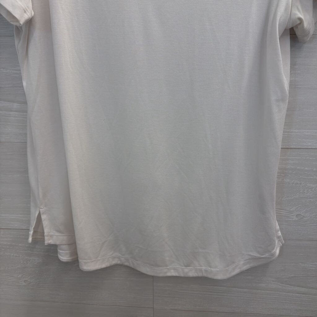 Athleta White V Neck Short Sleeve Top Large