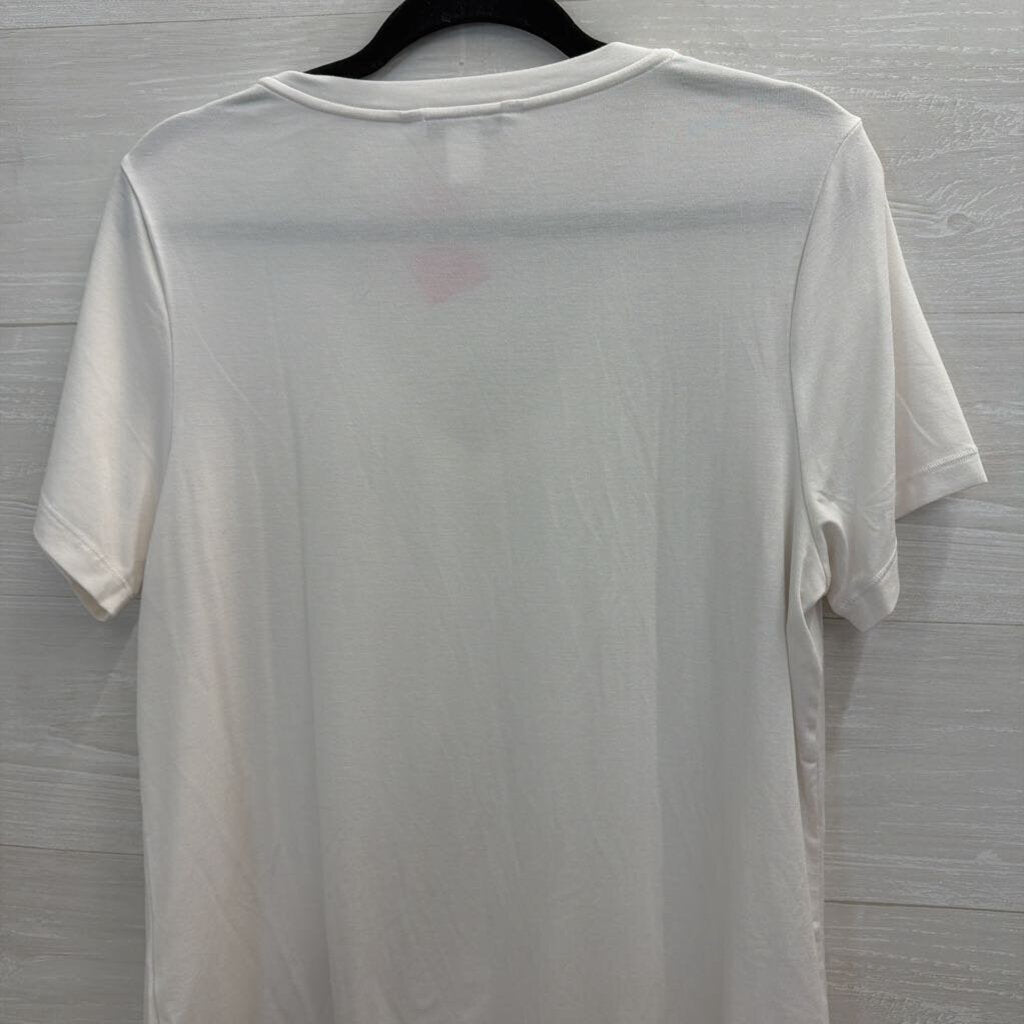 Athleta White V Neck Short Sleeve Top Large