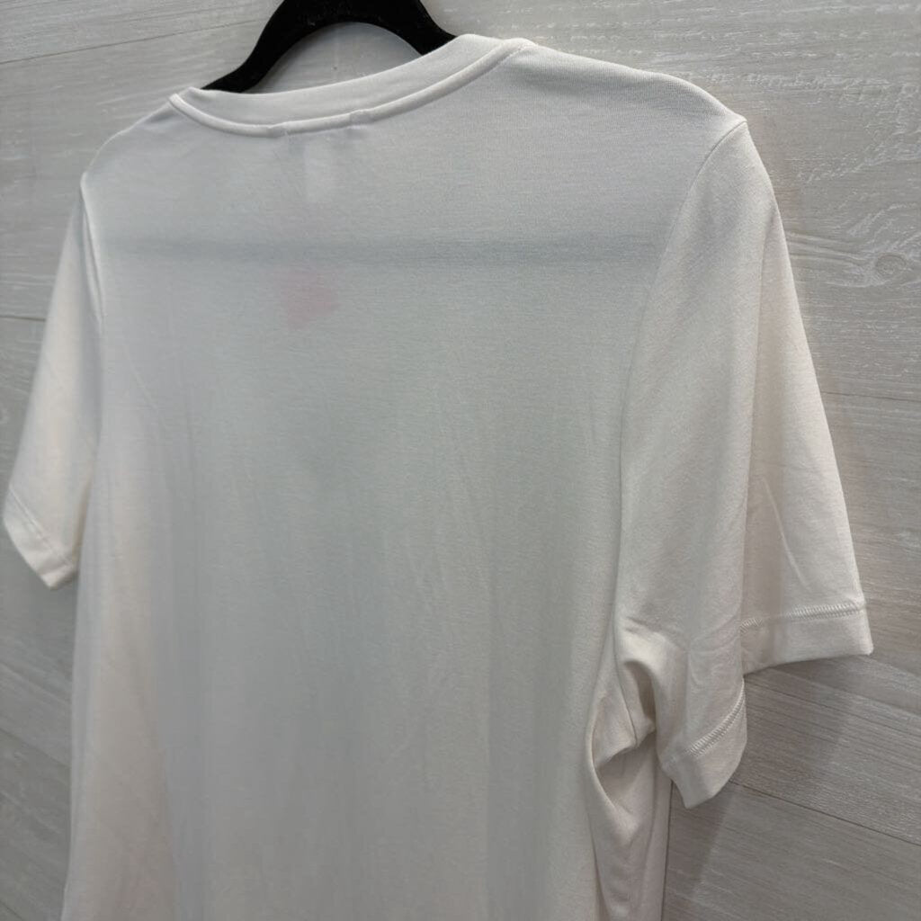 Athleta White V Neck Short Sleeve Top Large