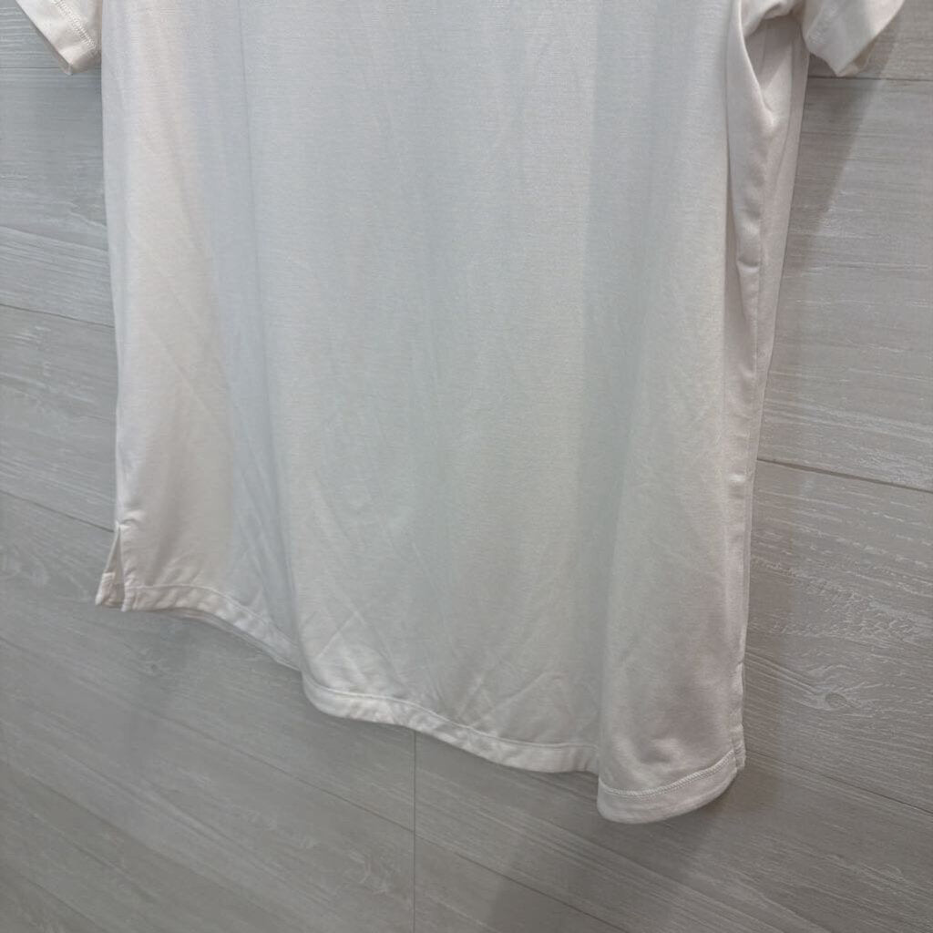 Athleta White V Neck Short Sleeve Top Large