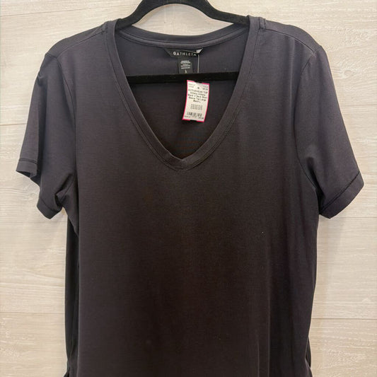 Athleta Black V Neck Short Sleeve Top Large