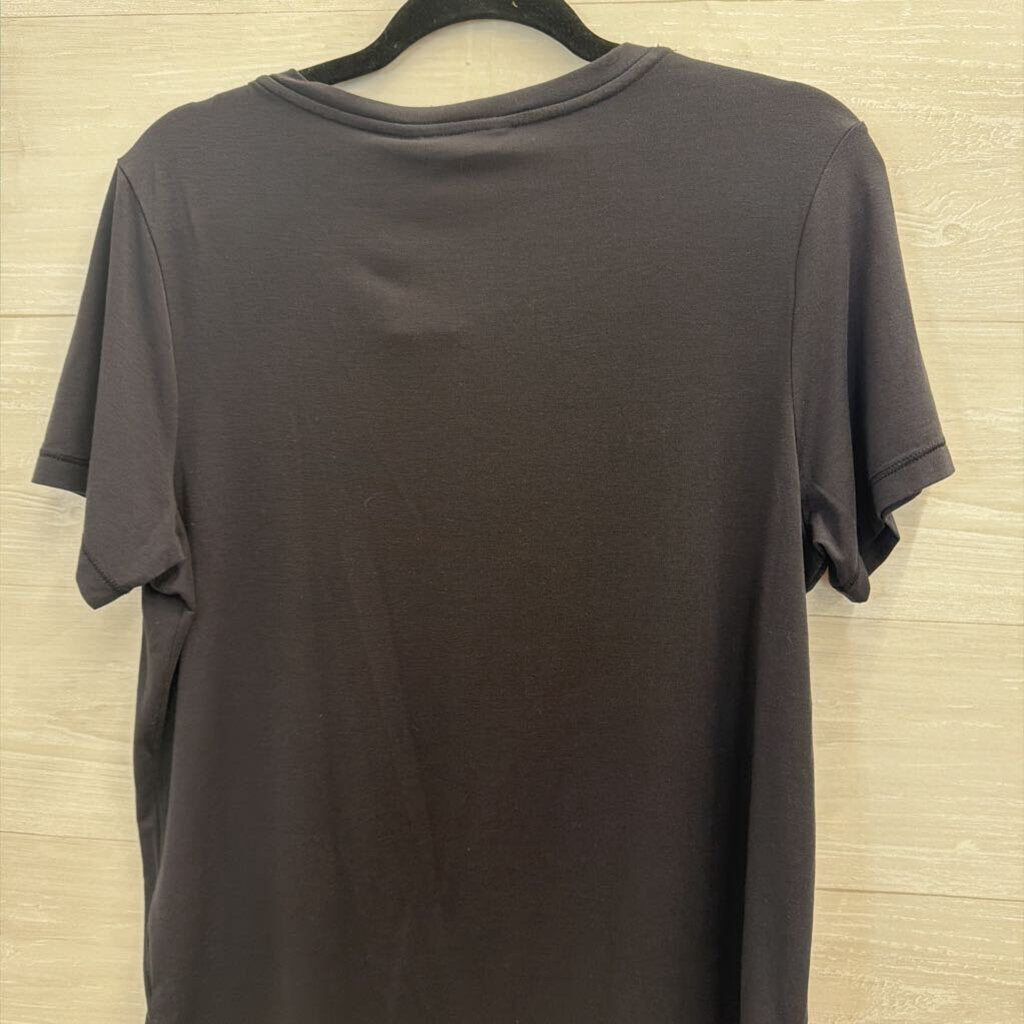 Athleta Black V Neck Short Sleeve Top Large