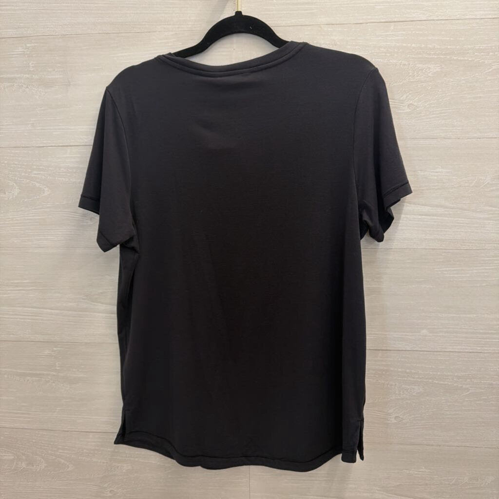 Athleta Black V Neck Short Sleeve Top Large