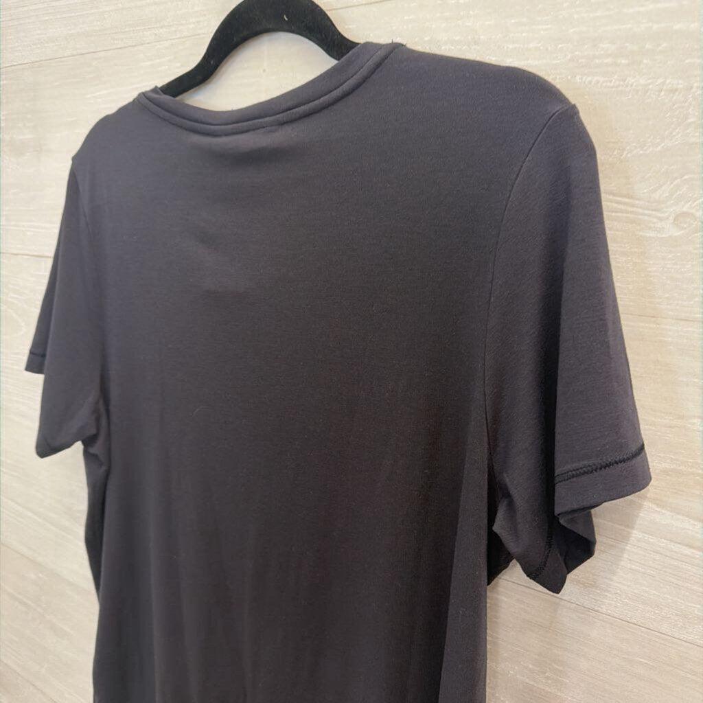 Athleta Black V Neck Short Sleeve Top Large