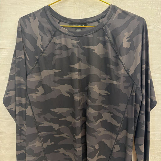 Athleta Black Camo Print Long Sleeve Top Large