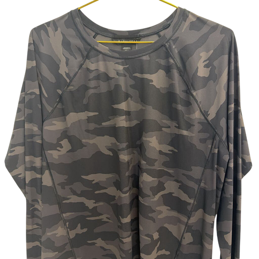 Athleta Black Camo Print Long Sleeve Top Large