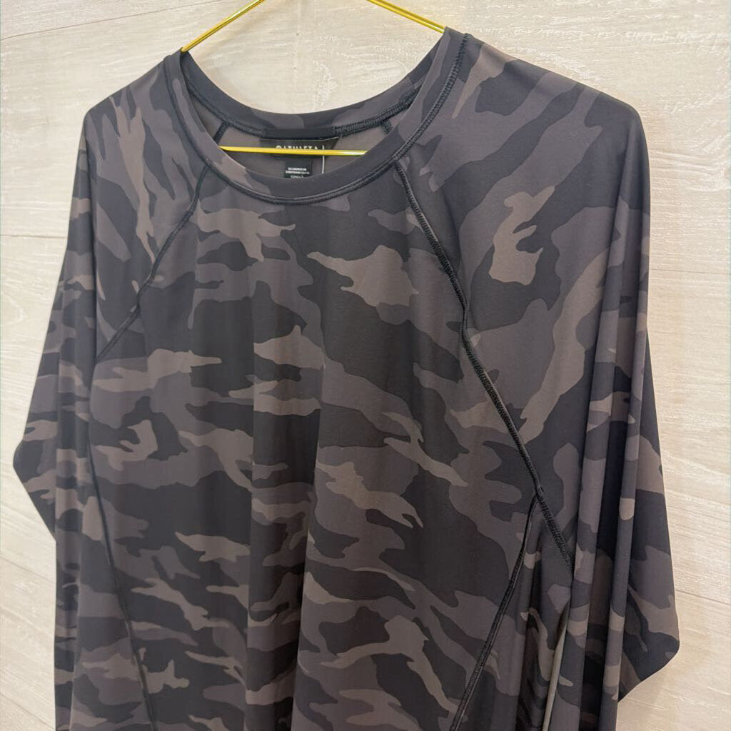 Athleta Black Camo Print Long Sleeve Top Large