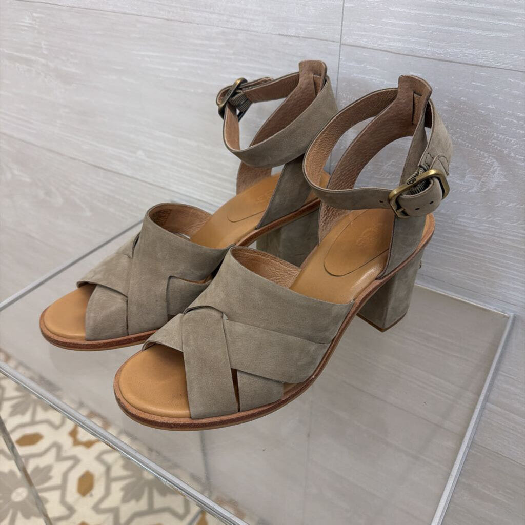 Ugg Beige Suede Sandra Sandal Heels 8.5