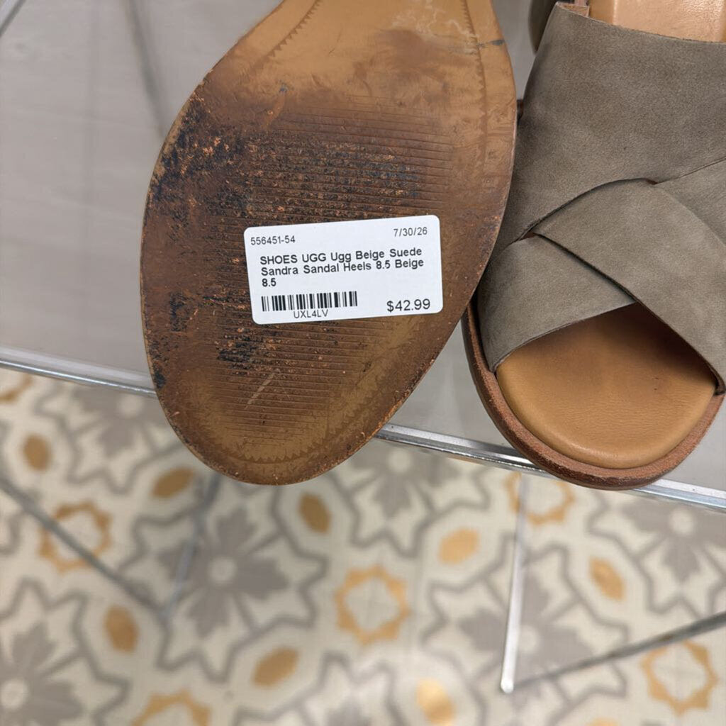 Ugg Beige Suede Sandra Sandal Heels 8.5