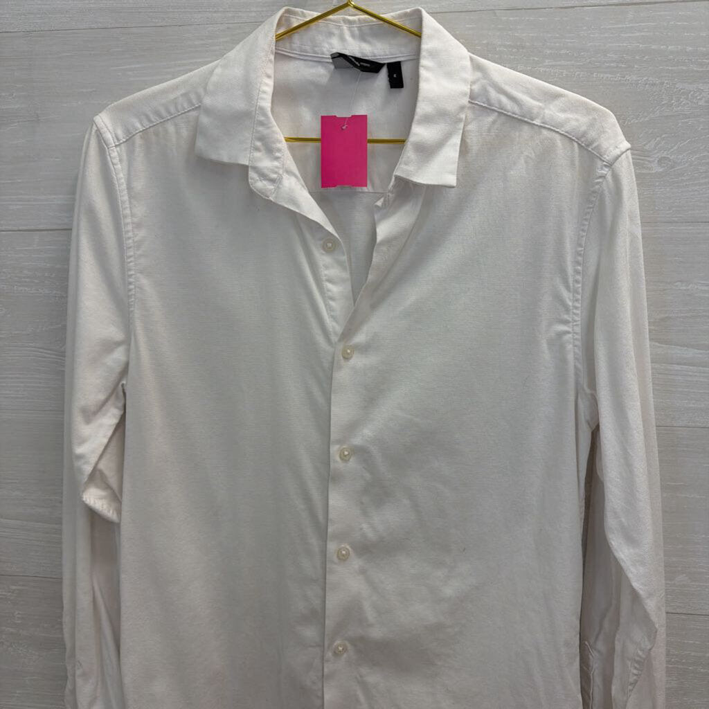 Asos White Long Sleeve Button Down Top Medium