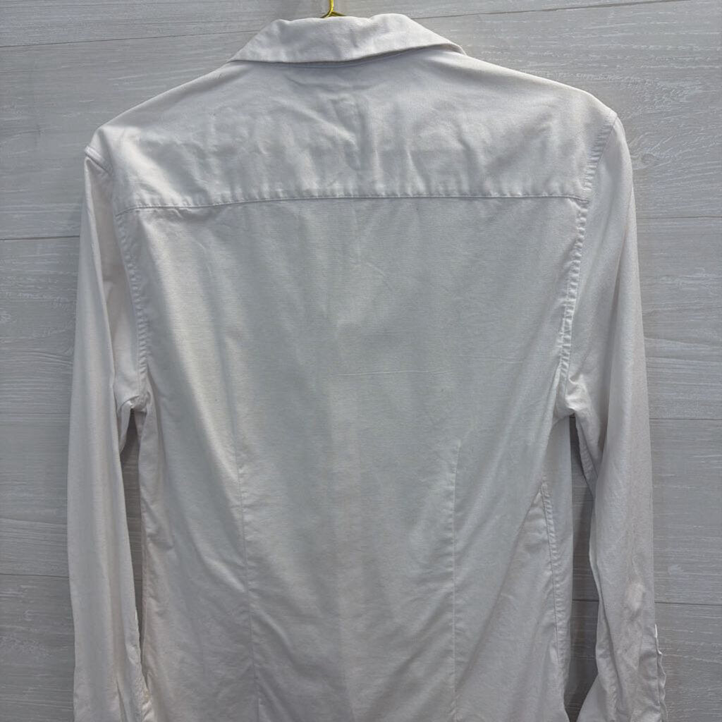 Asos White Long Sleeve Button Down Top Medium