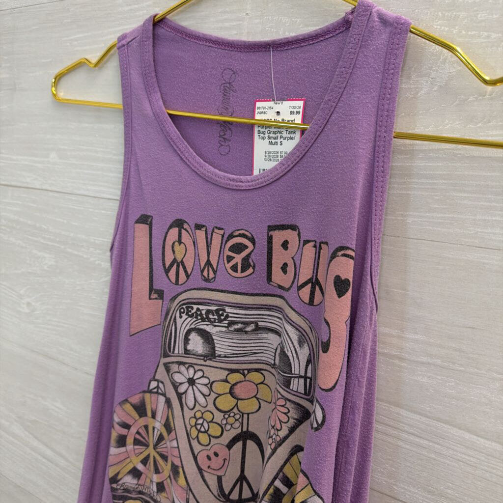 Purple/ Multi Love Bug Graphic Tank Top Small