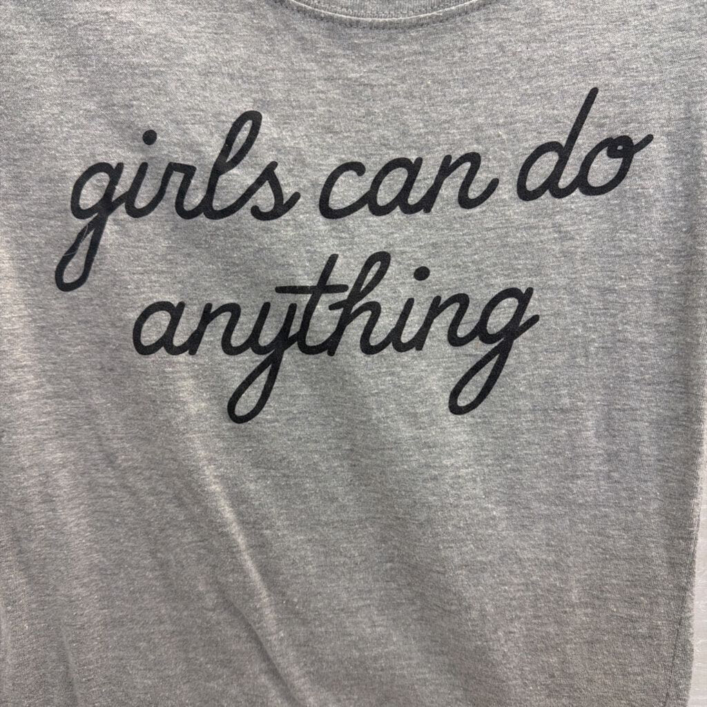 Grey/ Black 'Girls Can Be Anything' Short Sleeve Graphic Tee Medium