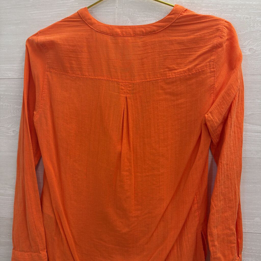 Levi Orange Long Sleeve Henley Top Extra Small