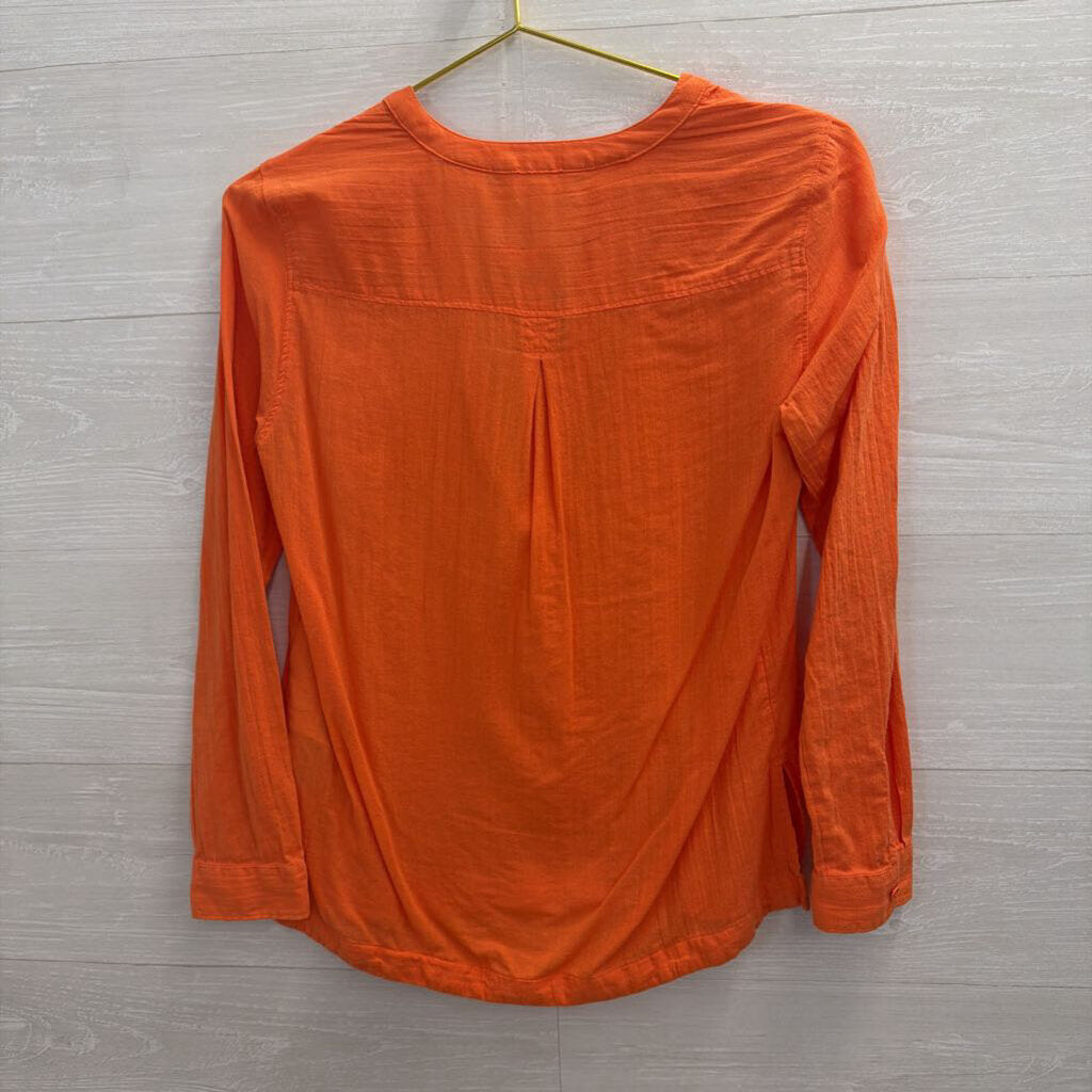 Levi Orange Long Sleeve Henley Top Extra Small