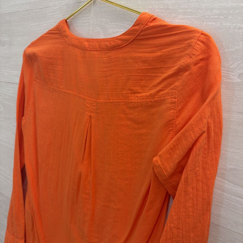 Levi Orange Long Sleeve Henley Top Extra Small