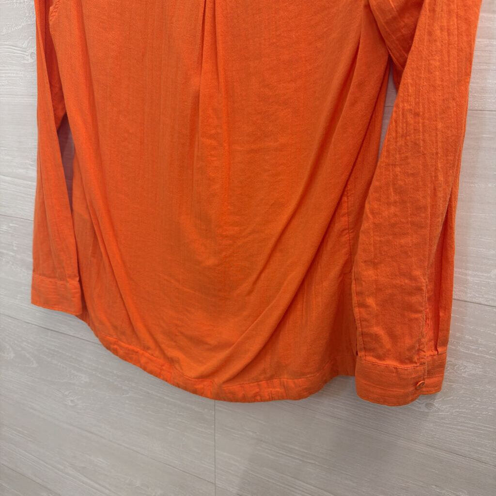 Levi Orange Long Sleeve Henley Top Extra Small