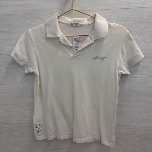 Snoopy Club White Embroidered Snoopy Short Sleeve Top Small