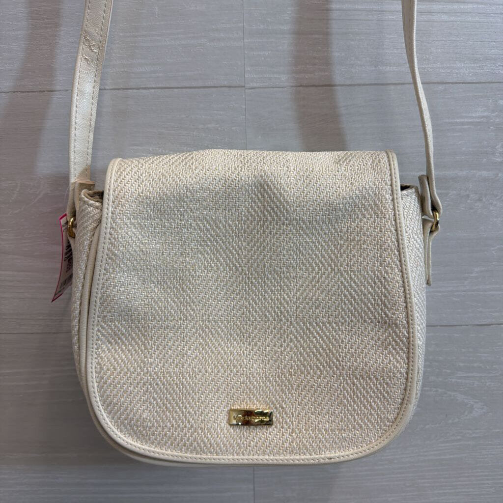 Liz Claiborne White Woven Flap Style Crossbody Purse