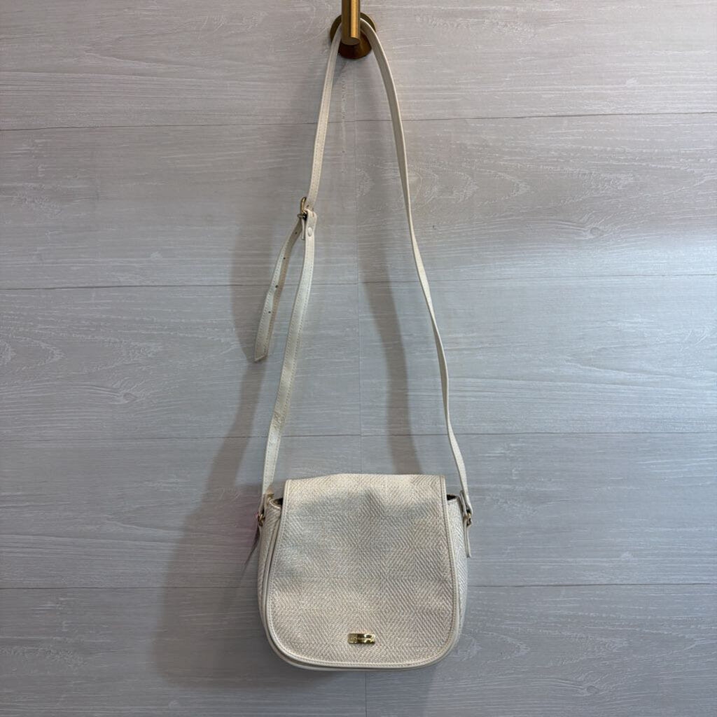 Liz Claiborne White Woven Flap Style Crossbody Purse