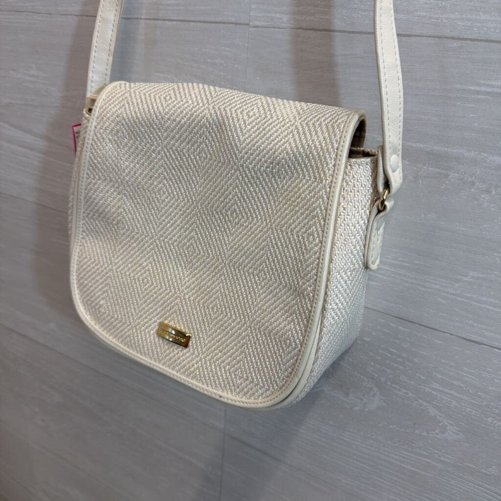 Liz Claiborne White Woven Flap Style Crossbody Purse