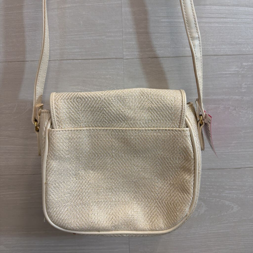 Liz Claiborne White Woven Flap Style Crossbody Purse