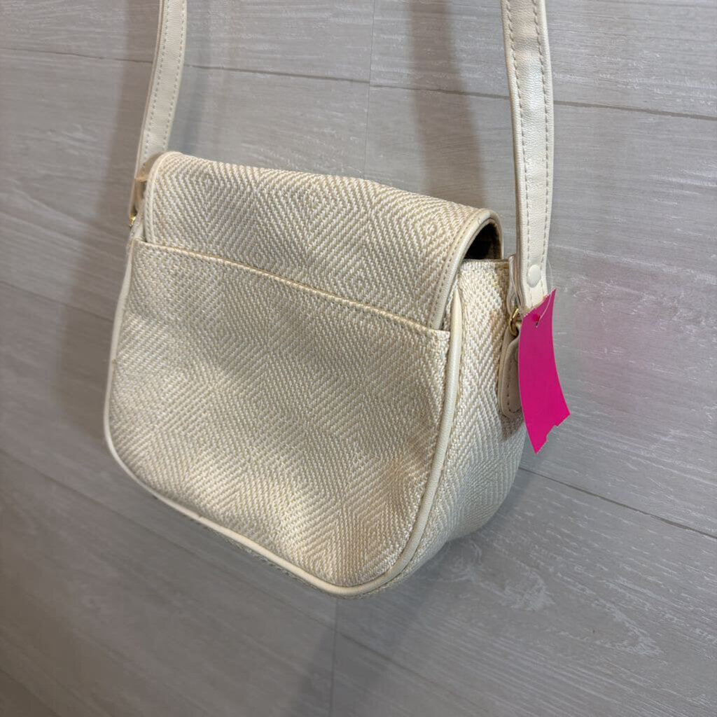 Liz Claiborne White Woven Flap Style Crossbody Purse