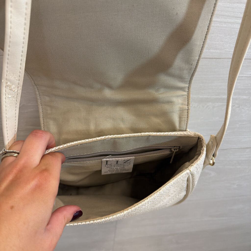 Liz Claiborne White Woven Flap Style Crossbody Purse
